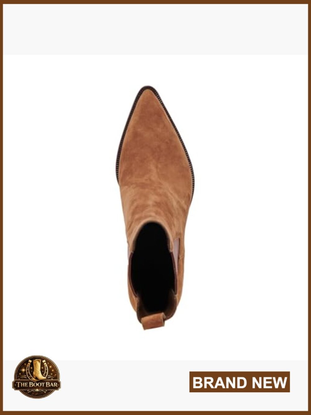 Waterproof Suede Ankle Booties with Block Heel - Pointed Toe Pull-On - Picture 5 of 7